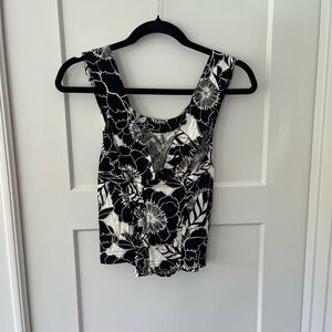 Rose & Olive Black and White Floral Crop Top